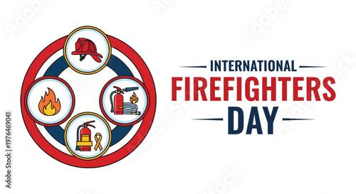 International firefighters day emblem honoring courage and service