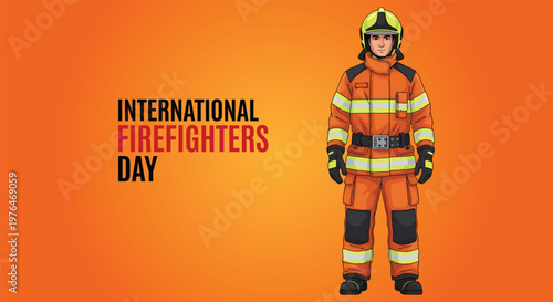 International firefighters day celebration a hero in protective gear