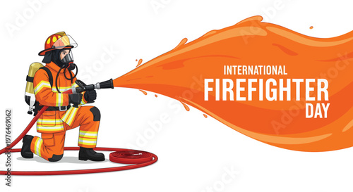International firefighters day celebration with a heroic firefighter illustration
