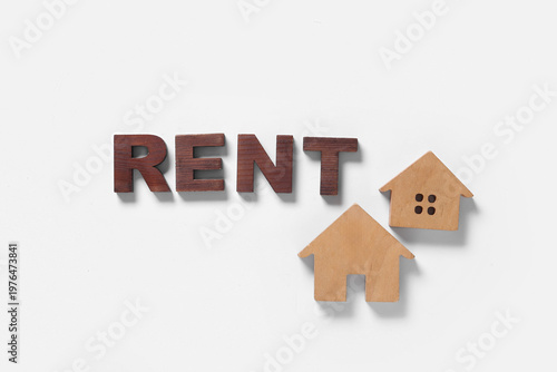 Word RENT and wooden houses...