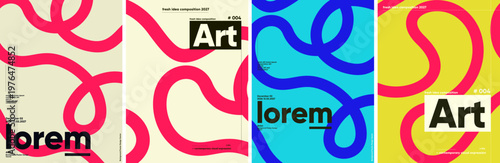 Colorful abstract design featuring bold, curving lines in vibrant hues. Ideal for modern art projects, graphic design, and creative visual compositions.