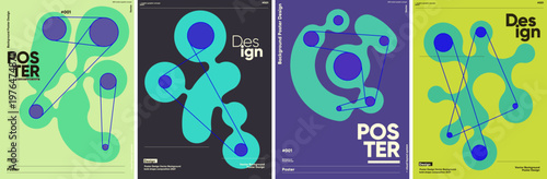 Modern abstract poster designs featuring bold geometric shapes and vibrant colors.