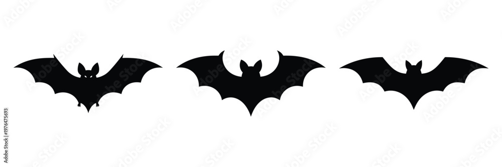 Fototapeta premium bat silhouette set vector illustration