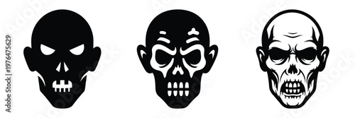 zombie face silhouette set vector illustration
