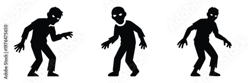zombie silhouette set vector illustration