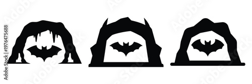 bat cave silhouette set vector illustration