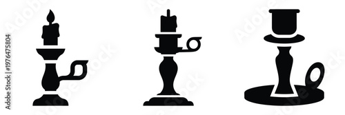 candle holder silhouette set vector illustration