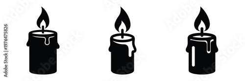 candle silhouette set vector illustration