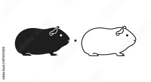 Cute Guinea Pig Silhouette Comparison Design Vector