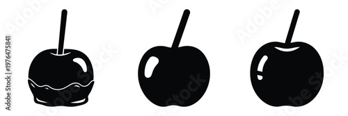 candy apple silhouette set vector illustration