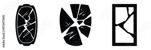 broken mirror silhouette set vector illustration