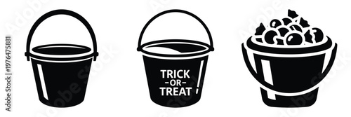 candy bucket silhouette set vector illustration