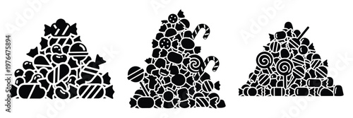 candy pile silhouette set vector illustration