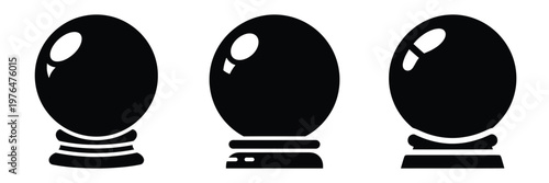 crystal ball silhouette set vector illustration