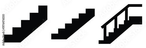 dark staircase silhouette set vector illustration
