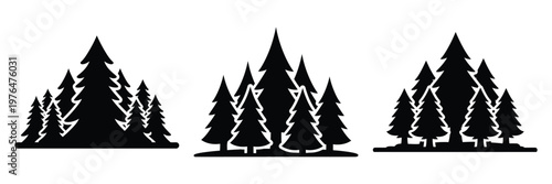 dark forest silhouette set vector illustration