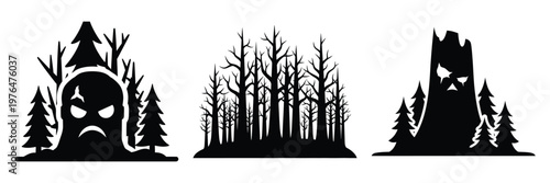 dead forest silhouette set vector illustration