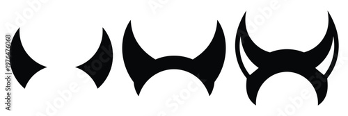 devil horns silhouette set vector illustration