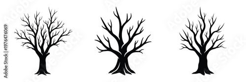 dead tree silhouette set vector illustration