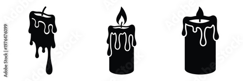 dripping candle silhouette set vector illustration