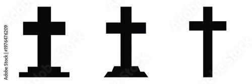 grave cross silhouette set vector illustration