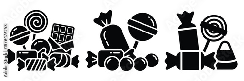 halloween candy silhouette set vector illustration