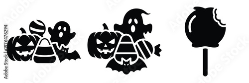 halloween treat silhouette set vector illustration