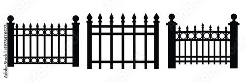 iron fence silhouette set vector illustration
