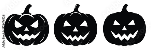 jack o lantern silhouette set vector illustration