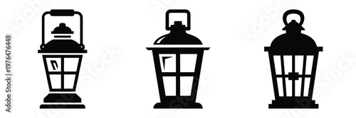 lantern silhouette set vector illustration