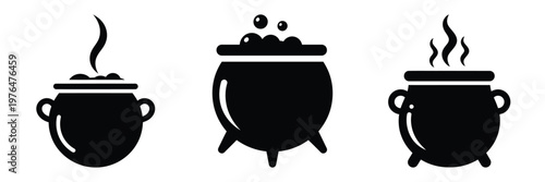 magic cauldron silhouette set vector illustration