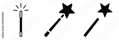 magic wand silhouette set vector illustration