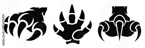 monster claw silhouette set vector illustration