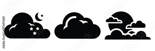 night cloud silhouette set vector illustration