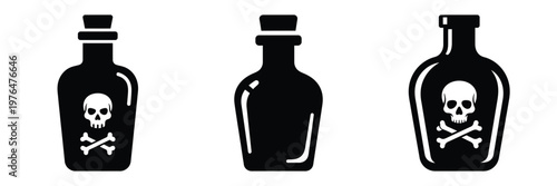 poison bottle silhouette set vector illustration