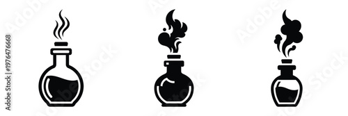 potion smoke silhouette set vector illustration
