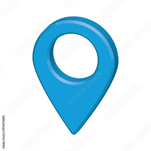 3D Glossy Blue Map Pin Icon, Shiny Location Pointer for Navigation, GPS Destination Symbol, Modern Digital Vector Isolated on White Background for Web Design, App UI UX and Travel Graphics.