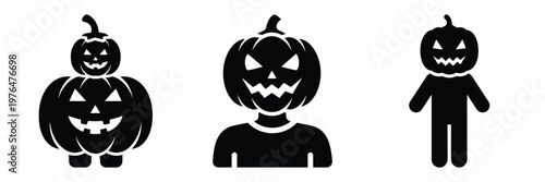 pumpkin costume silhouette set vector illustration