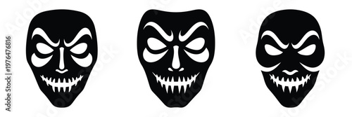 scary mask silhouette set vector illustration