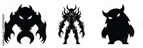 shadow monster silhouette set vector illustration