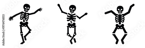 skeleton dancing silhouette set vector illustration
