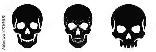 skeleton skull silhouette set vector illustration