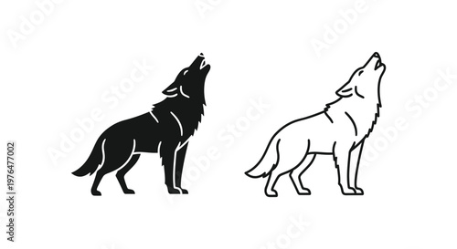 Howling Wolves Silhouette Vector Design Vector
