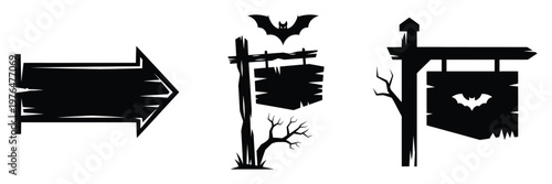 spooky sign silhouette set vector illustration
