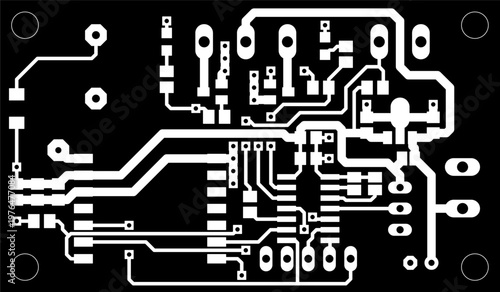 Tracing conductors of printed circuit board
of electronic device. Vector engineering 
drawing of pcb design. Electric background.