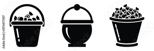 sweet bucket silhouette set vector illustration