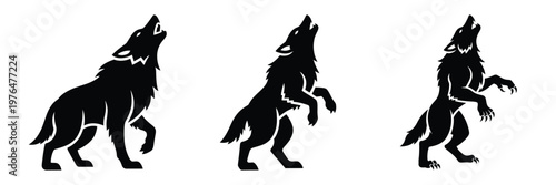 werewolf silhouette set vector illustration