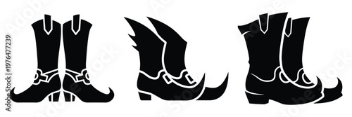 witch boots silhouette set vector illustration