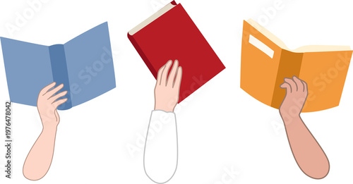 illustration of a hand holding books
