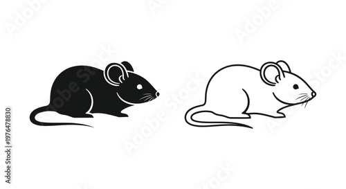 Black White Mouse Vector Icons Design Vector
